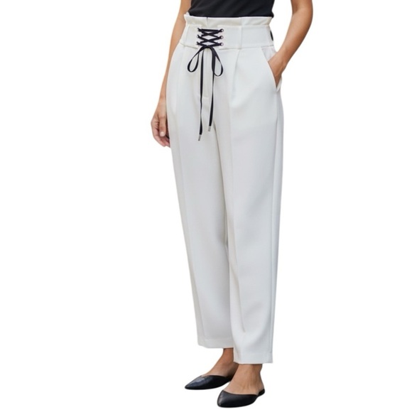 IRO Pants - IRO Belted Lace Tie Pleated Trousers
